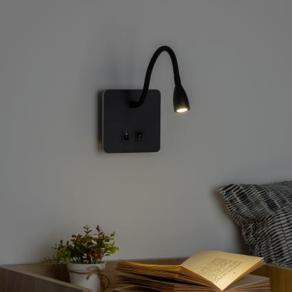 Brilagi - LED Гъвкав аплик MAYA Double LED/4W/230V + LED/3W черен