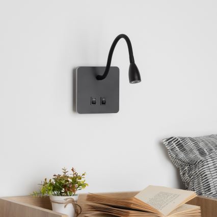 Brilagi - LED Гъвкав аплик MAYA Double LED/4W/230V + LED/3W черен