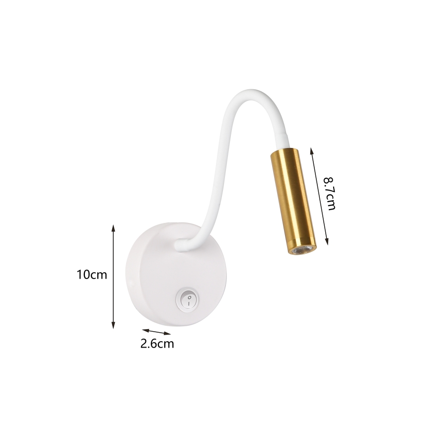 Brilagi - LED Гъвкав аплик MAYA LED/3W/230V 4000K бял/златист