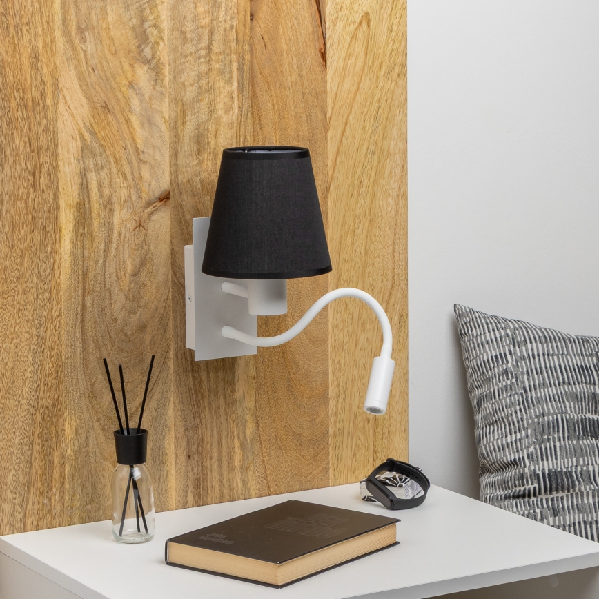 Brilagi - LED Гъвкав аплик NUBILA 1xE27/25W/230V + LED/3W бял/черен