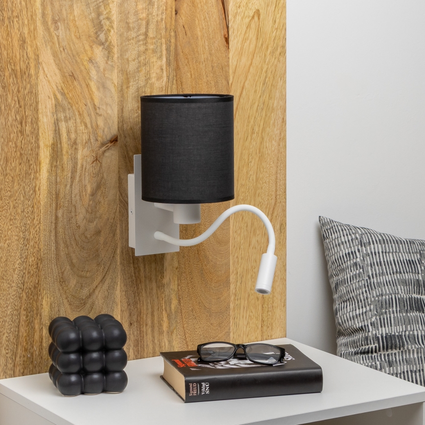 Brilagi - LED Гъвкав аплик NUBILA 1xE27/25W/230V + LED/3W бял/черен