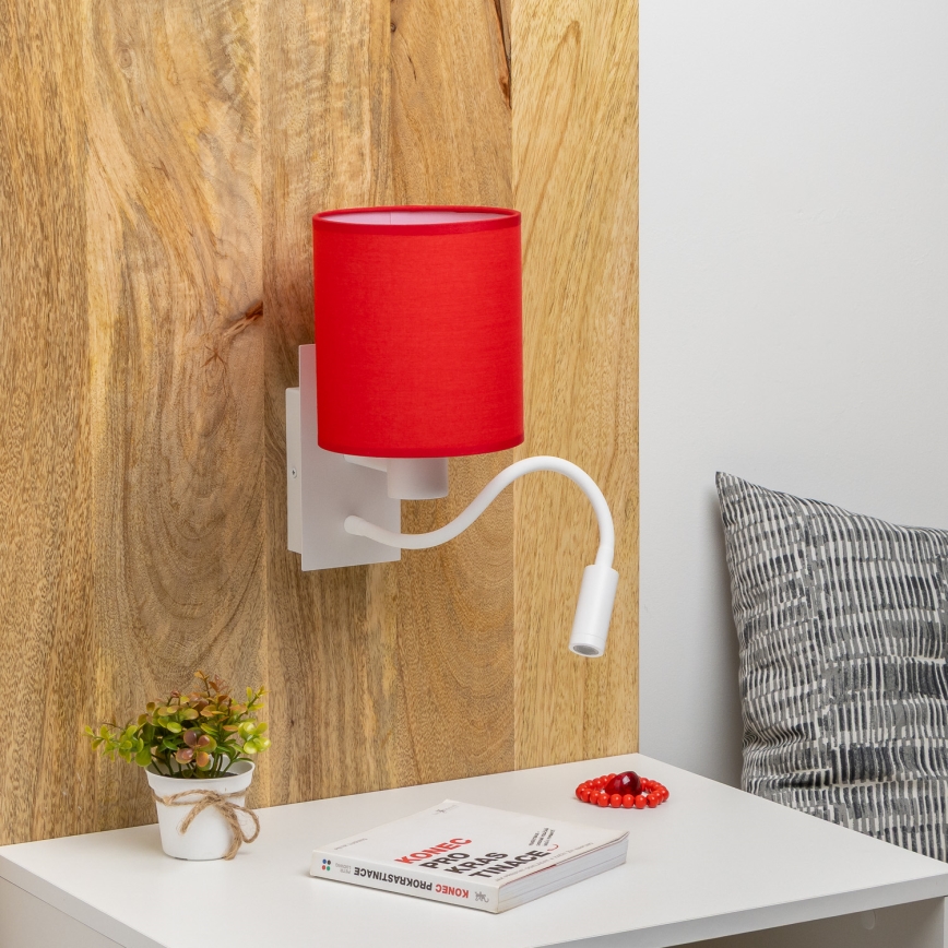 Brilagi - LED Гъвкав аплик NUBILA 1xE27/25W/230V + LED/3W бял/червен