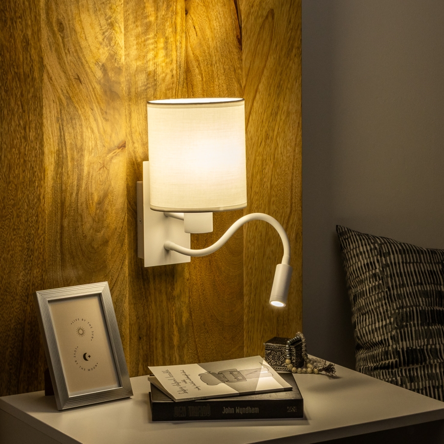 Brilagi - LED Гъвкав аплик NUBILA 1xE27/25W/230V + LED/3W бял