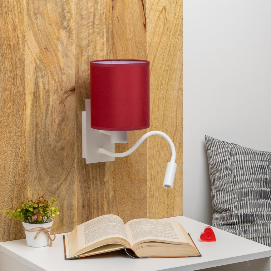 Brilagi - LED Гъвкав аплик NUBILA 1xE27/25W/230V + LED/3W бял/Помпейски червен