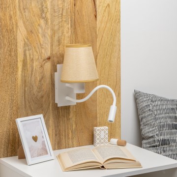 Brilagi - LED Гъвкав аплик NUBILA 1xE27/25W/230V + LED/3W бял/светлокафяво
