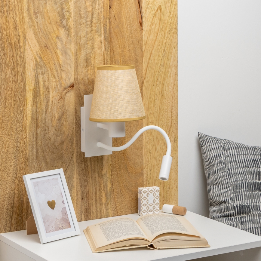 Brilagi - LED Гъвкав аплик NUBILA 1xE27/25W/230V + LED/3W бял/светлокафяво