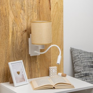 Brilagi - LED Гъвкав аплик NUBILA 1xE27/25W/230V + LED/3W бял/светлокафяво