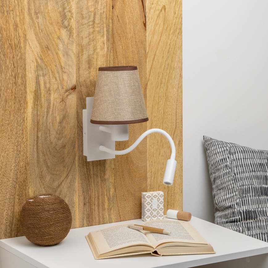 Brilagi - LED Гъвкав аплик NUBILA 1xE27/25W/230V + LED/3W бял/кафяв