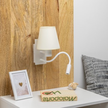 Brilagi - LED Гъвкав аплик NUBILA 1xE27/25W/230V + LED/3W бял/кремав