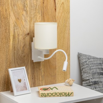 Brilagi - LED Гъвкав аплик NUBILA 1xE27/25W/230V + LED/3W бял/кремав