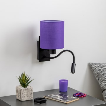 Brilagi - LED Гъвкав аплик NUBILA 1xE27/25W/230V + LED/3W черен/лилава