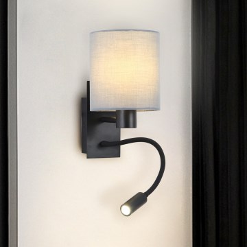 Brilagi - LED Гъвкав аплик NUBILA 1xE27/25W/230V + LED/3W черен/сив
