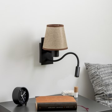 Brilagi - LED Гъвкав аплик NUBILA 1xE27/25W/230V + LED/3W черен/кафяв