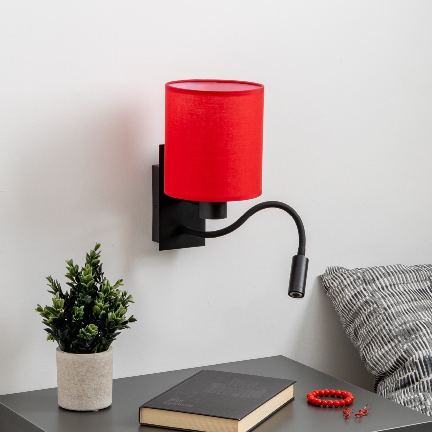 Brilagi - LED Гъвкав аплик NUBILA 1xE27/25W/230V + LED/3W черен/червен