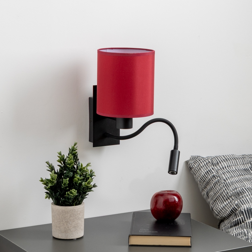 Brilagi - LED Гъвкав аплик NUBILA 1xE27/25W/230V + LED/3W черен/Помпейски червен