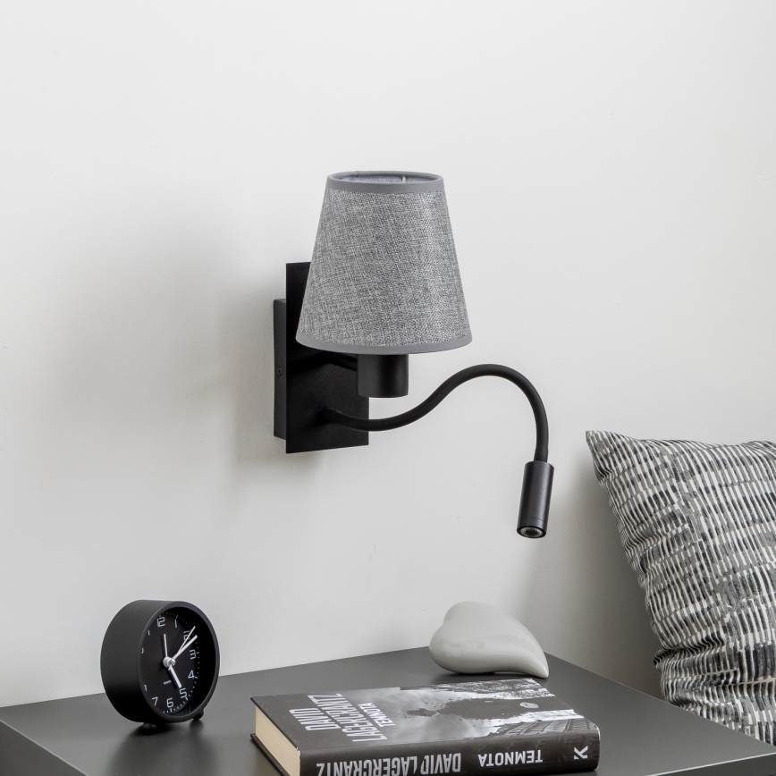 Brilagi - LED Гъвкав аплик NUBILA 1xE27/25W/230V + LED/3W черен/сив