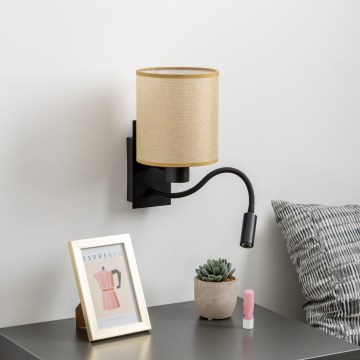 Brilagi - LED Гъвкав аплик NUBILA 1xE27/25W/230V + LED/3W черен/светлокафяво