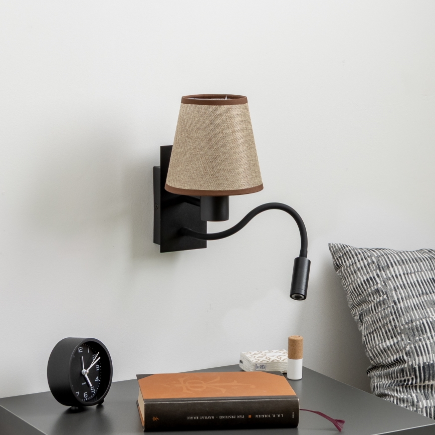 Brilagi - LED Гъвкав аплик NUBILA 1xE27/25W/230V + LED/3W черен/кафяв