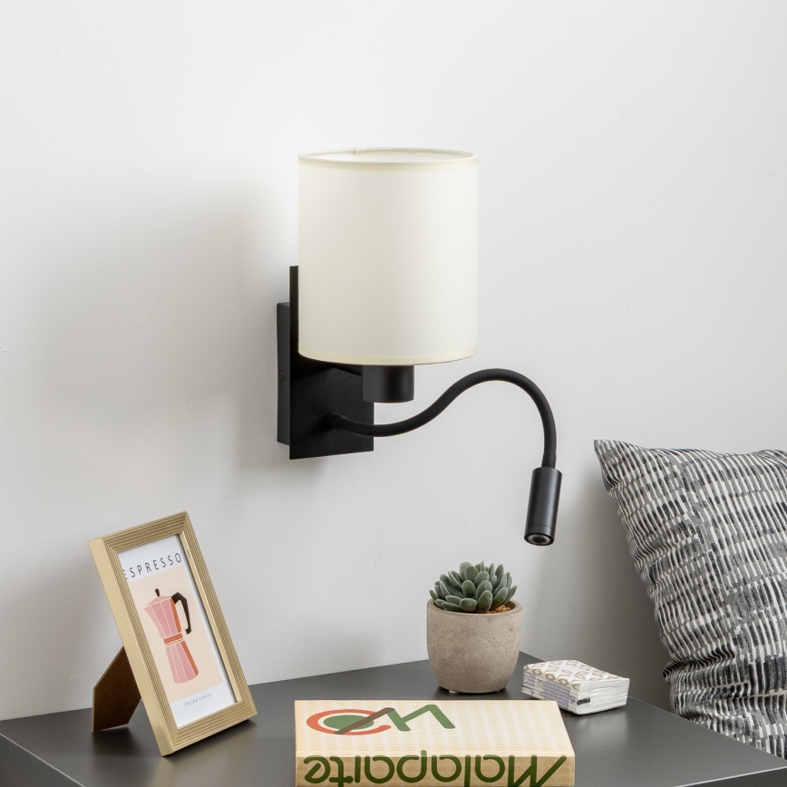 Brilagi - LED Гъвкав аплик NUBILA 1xE27/25W/230V + LED/3W черен/кремав