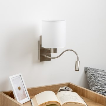 Brilagi - LED Гъвкав аплик NUBILA 1xE27/25W/230V + LED/3W матов хром/бял