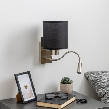 Brilagi - LED Гъвкав аплик NUBILA 1xE27/25W/230V + LED/3W матов хром/черен