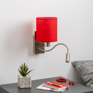 Brilagi - LED Гъвкав аплик NUBILA 1xE27/25W/230V + LED/3W матов хром/червен