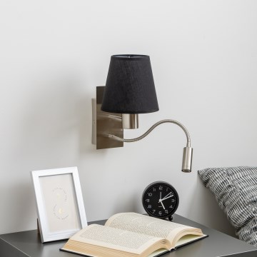 Brilagi - LED Гъвкав аплик NUBILA 1xE27/25W/230V + LED/3W матов хром/черен