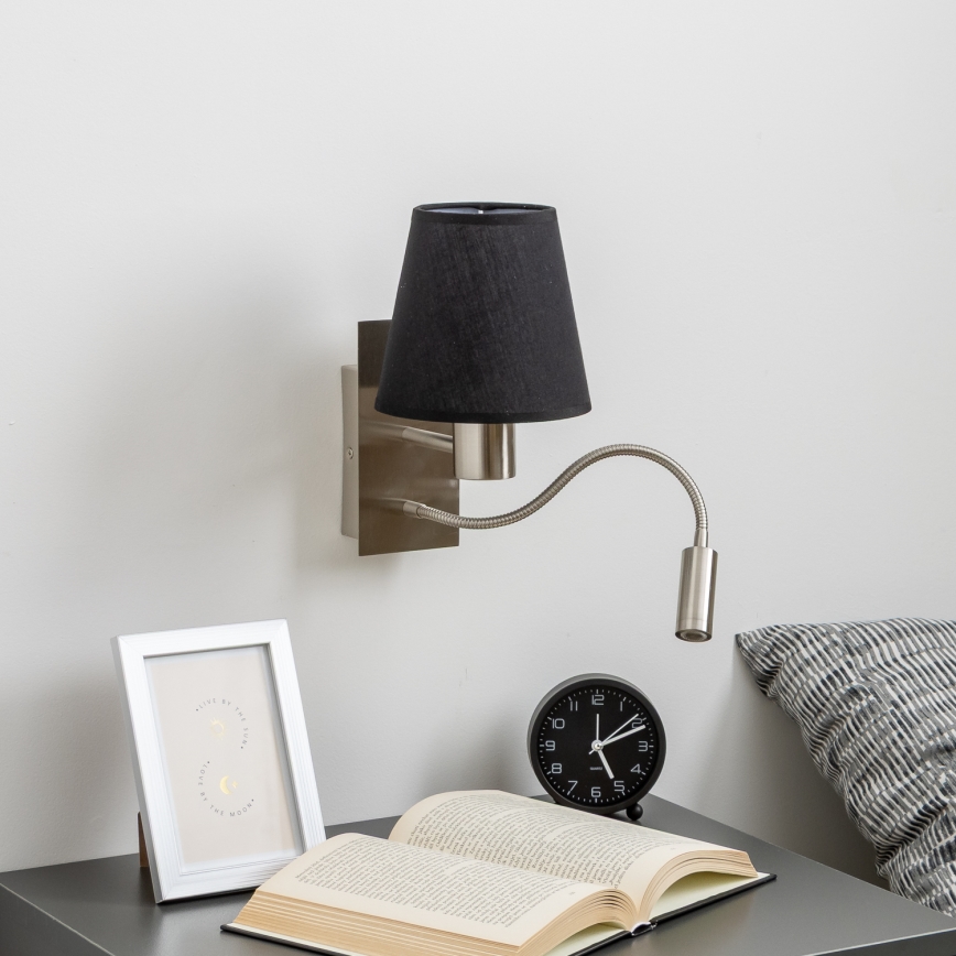 Brilagi - LED Гъвкав аплик NUBILA 1xE27/25W/230V + LED/3W матов хром/черен