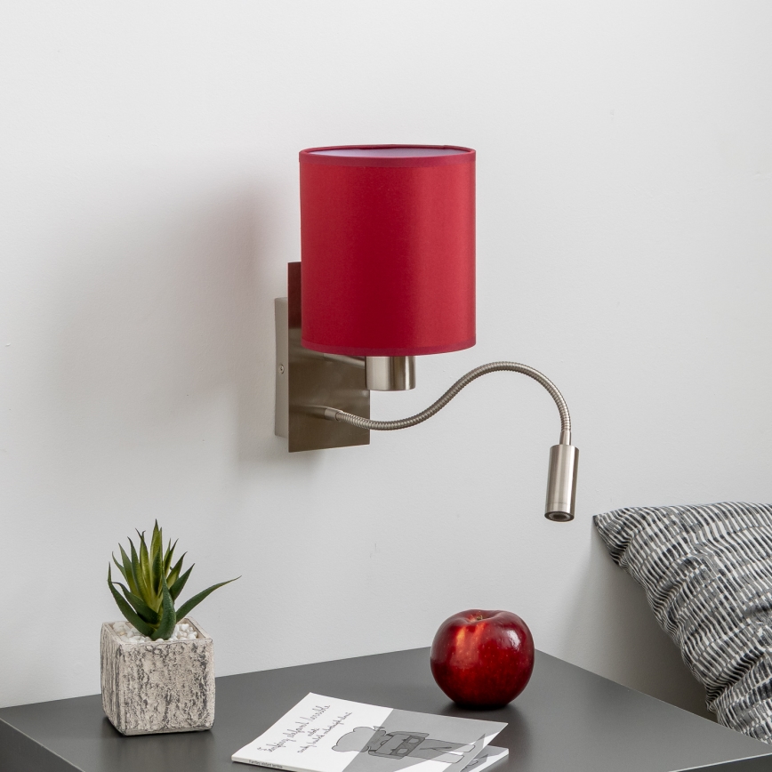 Brilagi - LED Гъвкав аплик NUBILA 1xE27/25W/230V + LED/3W матов хром/Помпейски червен