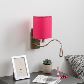 Brilagi - LED Гъвкав аплик NUBILA 1xE27/25W/230V + LED/3W матов хром/розов