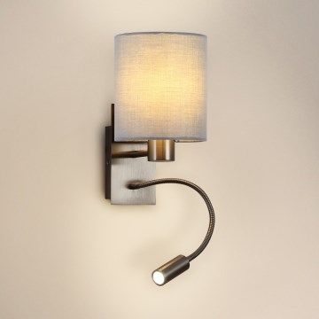 Brilagi - LED Гъвкав аплик NUBILA 1xE27/25W/230V + LED/3W матов хром/сив