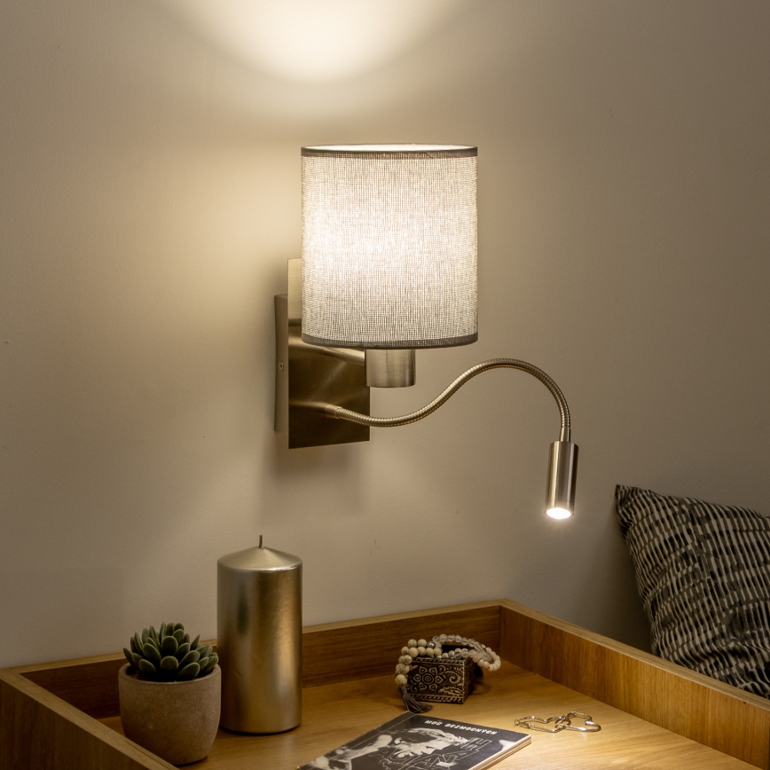 Brilagi - LED Гъвкав аплик NUBILA 1xE27/25W/230V + LED/3W матов хром/сив