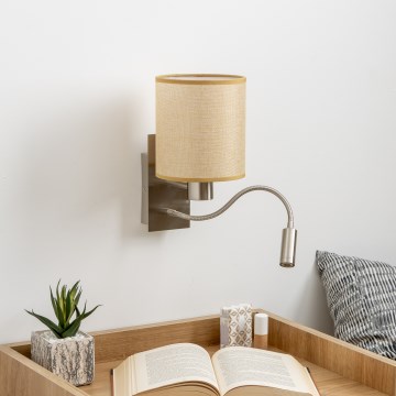 Brilagi - LED Гъвкав аплик NUBILA 1xE27/25W/230V + LED/3W матов хром/светлокафяво