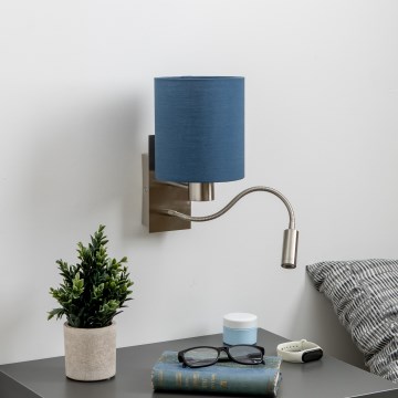 Brilagi - LED Гъвкав аплик NUBILA 1xE27/25W/230V + LED/3W матов хром/тъмносин