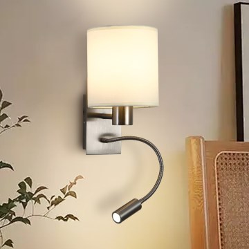 Brilagi - LED Гъвкав аплик NUBILA 1xE27/25W/230V + LED/3W матов хром/кремав