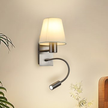 Brilagi - LED Гъвкав аплик NUBILA 1xE27/25W/230V + LED/3W матов хром/кремав
