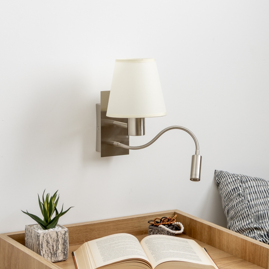 Brilagi - LED Гъвкав аплик NUBILA 1xE27/25W/230V + LED/3W матов хром/кремав