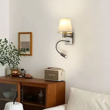 Brilagi - LED Гъвкав аплик NUBILA 1xE27/25W/230V + LED/3W матов хром/кремав