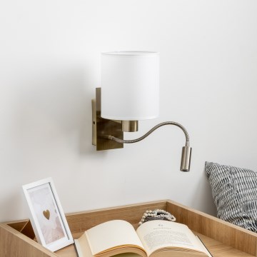 Brilagi - LED Гъвкав аплик NUBILA 1xE27/25W/230V + LED/3W месинг/бял