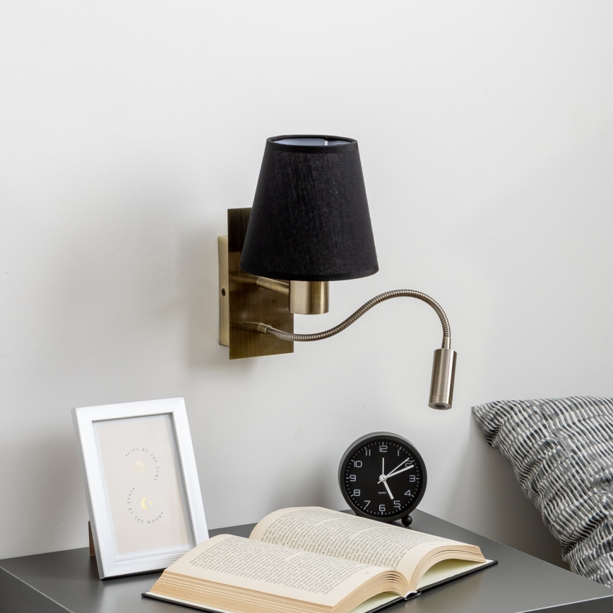 Brilagi - LED Гъвкав аплик NUBILA 1xE27/25W/230V + LED/3W месинг/черен