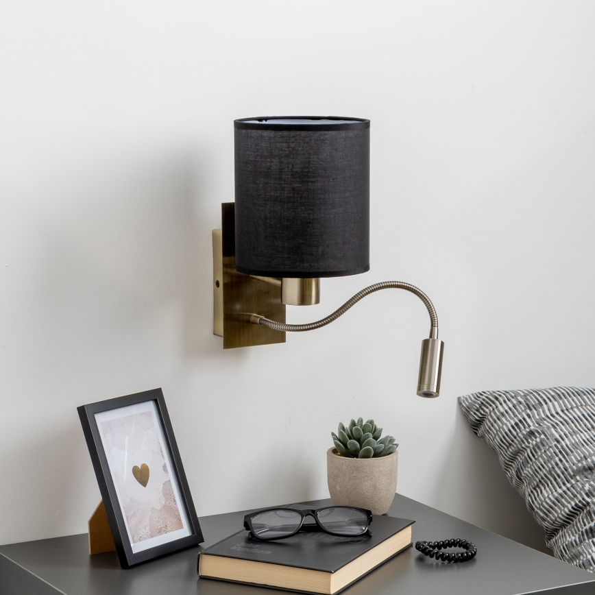 Brilagi - LED Гъвкав аплик NUBILA 1xE27/25W/230V + LED/3W месинг/черен