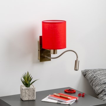 Brilagi - LED Гъвкав аплик NUBILA 1xE27/25W/230V + LED/3W месинг/червен