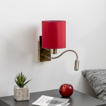 Brilagi - LED Гъвкав аплик NUBILA 1xE27/25W/230V+LED/3W месинг/Помпейски червен