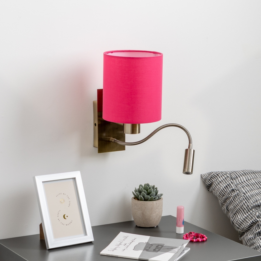 Brilagi - LED Гъвкав аплик NUBILA 1xE27/25W/230V + LED/3W месинг/розов