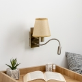 Brilagi - LED Гъвкав аплик NUBILA 1xE27/25W/230V + LED/3W месинг/светлокафяво