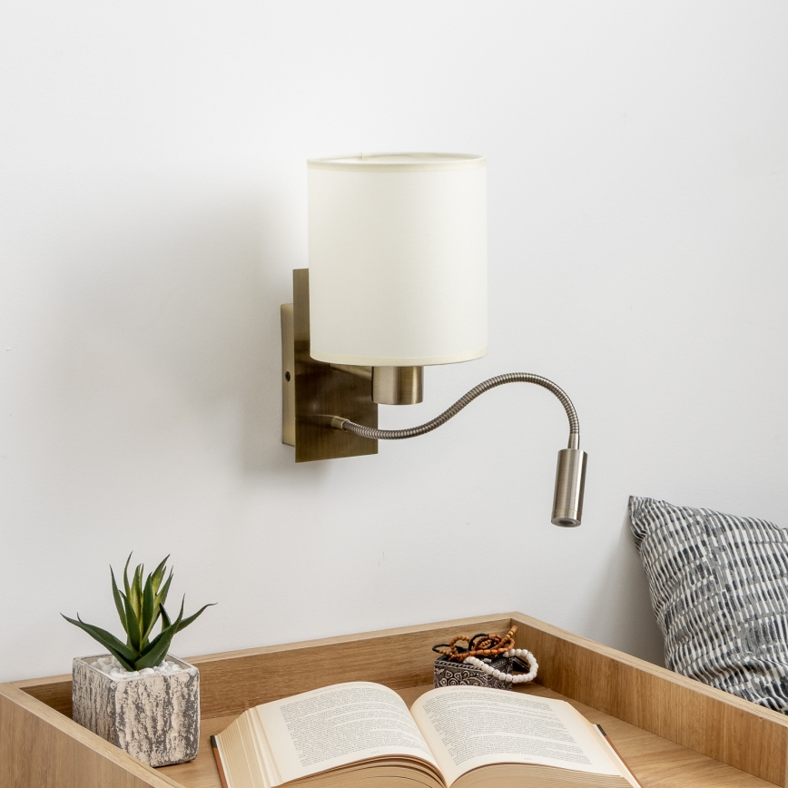 Brilagi - LED Гъвкав аплик NUBILA 1xE27/25W/230V + LED/3W месинг/кремав