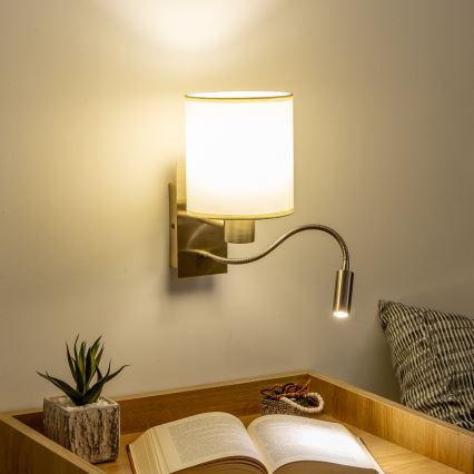 Brilagi - LED Гъвкав аплик NUBILA 1xE27/25W/230V + LED/3W месинг/кремав
