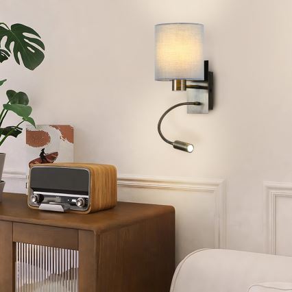Brilagi - LED Гъвкав аплик NUBILA 1xE27/25W/230V + LED/3W месинг/кремав