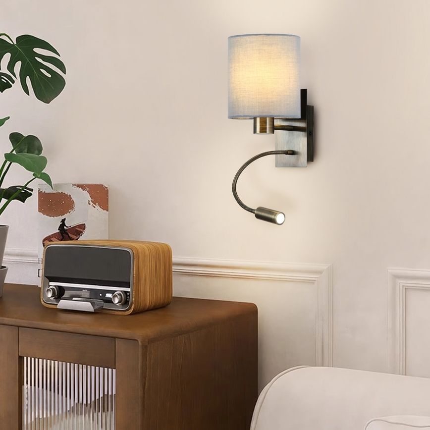 Brilagi - LED Гъвкав аплик NUBILA 1xE27/25W/230V + LED/3W месинг/кремав