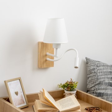 Brilagi - LED Гъвкав аплик NUBILA WOOD 1xE27/25W/230V + LED/3W дъб/бял